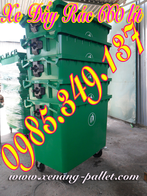 Xe đẩy rác 660 lít Composite, HDPE